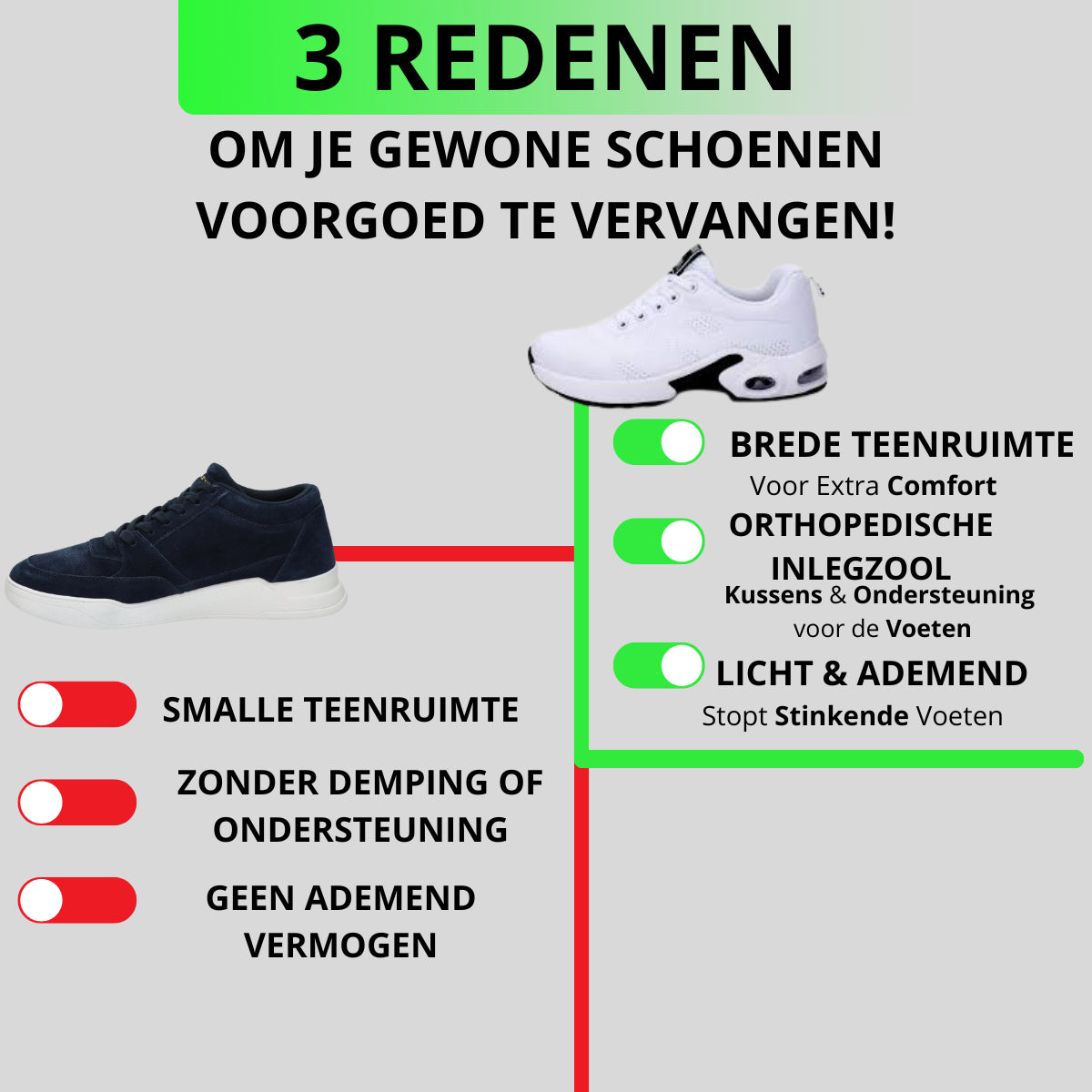 Orthopedische Schoen voor Dames & Heren – Verlicht Voet-, Knie- en Rugpijn